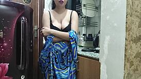 indian stepmom enters kitchen to fuck her stepson