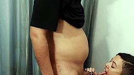 hey, that couple ripped clothes in the store dressing room for cowgirl riding and doggystyle blowjob fun