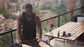 Colombian latina with small tits gets intimate romantic massage from her friend, leading to interracial sex and soft touches