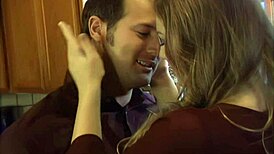 aurora snow in black stockings licks and rides cock on bed, gets fingered and facial 😍