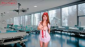 enfermera performs solo anal toy play in nurse uniform for patient joi