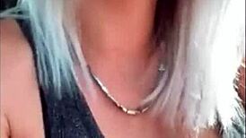 Amazing blonde masturbates with fingering to orgasm outdoors in car