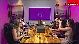 Blonde and brunette lick shaved pussies