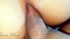 Student's First Anal Creampie With Petite Brunette