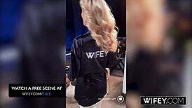 Victoria Rey says, 'Fuck me doggystyle while I hold my husband's hand, you old stud.'