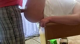 Close up office table fuck with moaning big ass vagina shaking cum on ass.