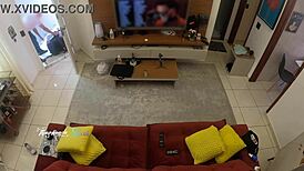 Hot Wife Recognized By Delivery Man, Allows Sucking On Living Room Sofa.