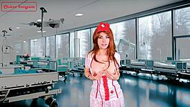 enfermera performs solo anal toy play in nurse uniform for patient joi
