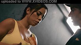 Female fighters get sweaty in the gym, teasing tits and double penetrating in hardcore lesbian action