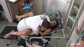 Gynecologist roughly fucks little slut's ass to squirt creampie