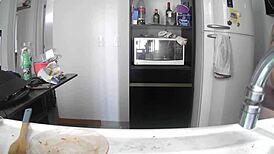 Housewife Does Dishes With Huge Boobies Exposed