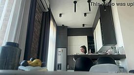 Sexy Fit Brunette Does Housework Without Panties