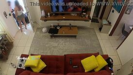 Hot Wife Recognized By Delivery Man, Allows Sucking On Living Room Sofa.