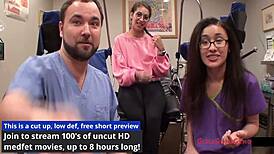 Behind the Scenes at Tampa University Entrance Physical with Kitty Catherine in Latex Gloves