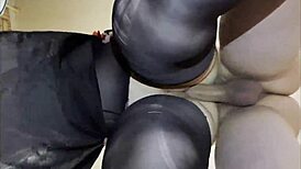 Oh man, I'm banging my fat girlfriend doggy style in the kitchen with her pantyhose on