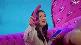 Hot brunette licks shaved pussy of tattooed teen