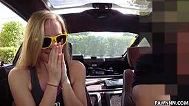 Country girl blonde trades small tits blowjob and fucking for cash in shop on hidden cam