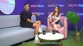 Hot Interview Turns Wild Threesome With Latina Milf