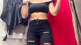 Hidden Camera Captures Milf's Big Tits And Nipples In Dressing Room