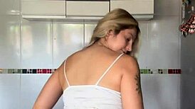 Novinha loves showing off her pierced nipples and big ass