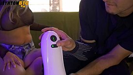 Colombian slut uses vibrator dildo for wet pussy fun with rough spanking outdoors.