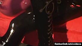 Rubberdoll Dominates with Strapon Pounding Jewell Marceau Hard in Shiny Latex Catsuits and Bondage