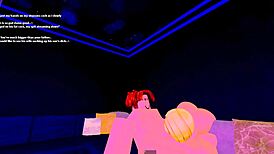 Stepmom sucks the cock of her stepson while his father works on Roblox.