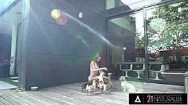 Smoking hot akira may masturbates and fucks big cock sideways for pleasure!