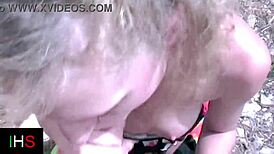 Blonde Teen Slut Fucked Hard in Shaved Pussy Outdoors. Anal Fingering and Rimjob in Countryside