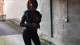 Emotional First Time Flashing Boobs and Ass Naked in French Street Part 2