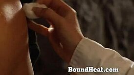 Bent over lesbian slave spanked and fingered by horny madame