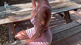 italian milf artemisia love flaunts big tits outside in tight dress while feeling horny