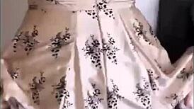 Fucking white woman standing from behind in satin panties and high heels