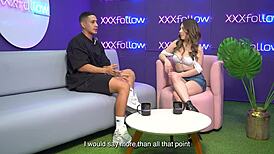 Hot Interview Turns Wild Threesome With Latina Milf