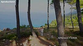 pixie wets herself and drinks from a stream on a hike