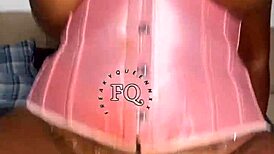 Ebony teen hints at huge rainbow dildo play on bed with big boobs and ass in lingerie