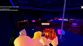 Stepmom sucks the cock of her stepson while his father works on Roblox.