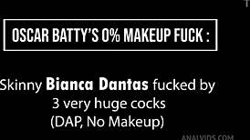 super skinny brazilian bianca dantas gets double anal with huge cocks