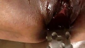 huge black pussy dildo insertion