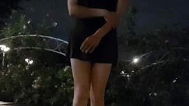 Shemale Ting Xuan gets exposed in the community garden with heels!