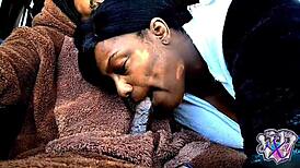 Swallowing daddy's cock in my car while in a bear suit.