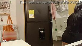 Intensely Fucking The Maid With Big Natural Tits Behind My Wife's Back While Licking Her Ass And Cunilingus.