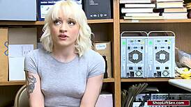 I disciplined the shoplifter with my dick, she sucked it good in the office.