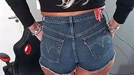 I am wearing sexy shorts with tan lines