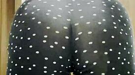 Look at that sexy ass in leggings with big natural tits on blonde babe