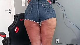 I am wearing sexy shorts with tan lines