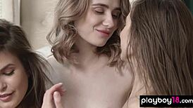 Milf lesbian vivienne solange unwrapping two teen 18+s under the christmas tree with big tits