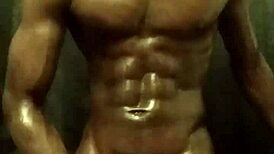 bbc bodybuilder strokes oiled cock solo