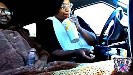 Swallowing daddy's cock in my car while in a bear suit.