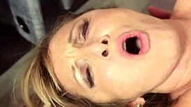 Mature woman rides muscular man